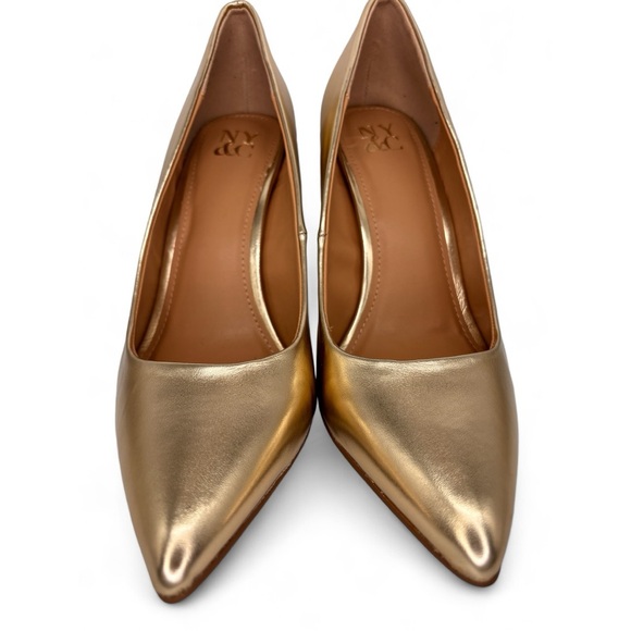 NWOT NY&Co Gold Metallic High Heels Size 8 - Picture 2 of 4
